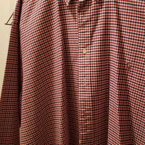 Mens L/S polo by Ralph Lauren 3xb red, white & blue plaid oxford shirt.
